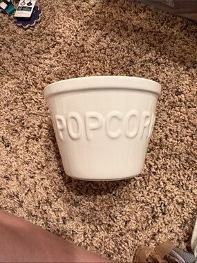 White Ceramic Popcorn Bowl